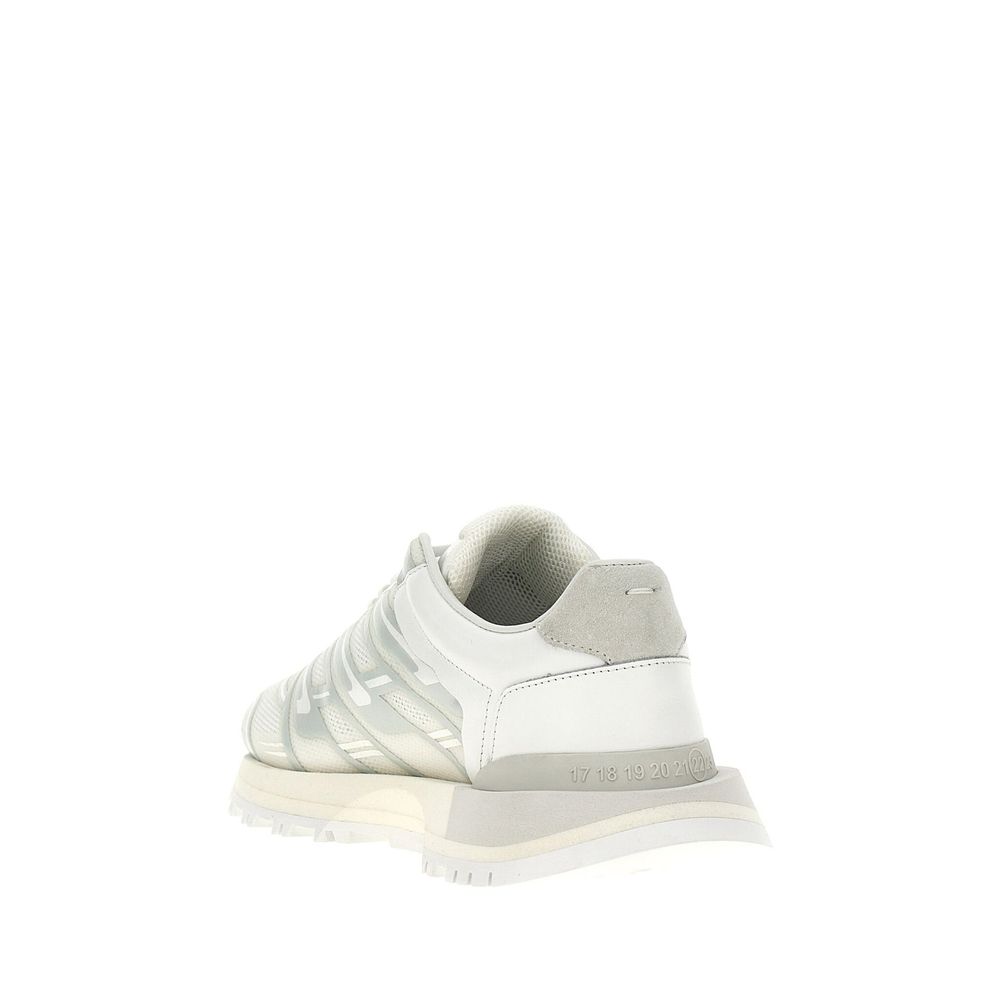 White Fabric Athletic Sneakers