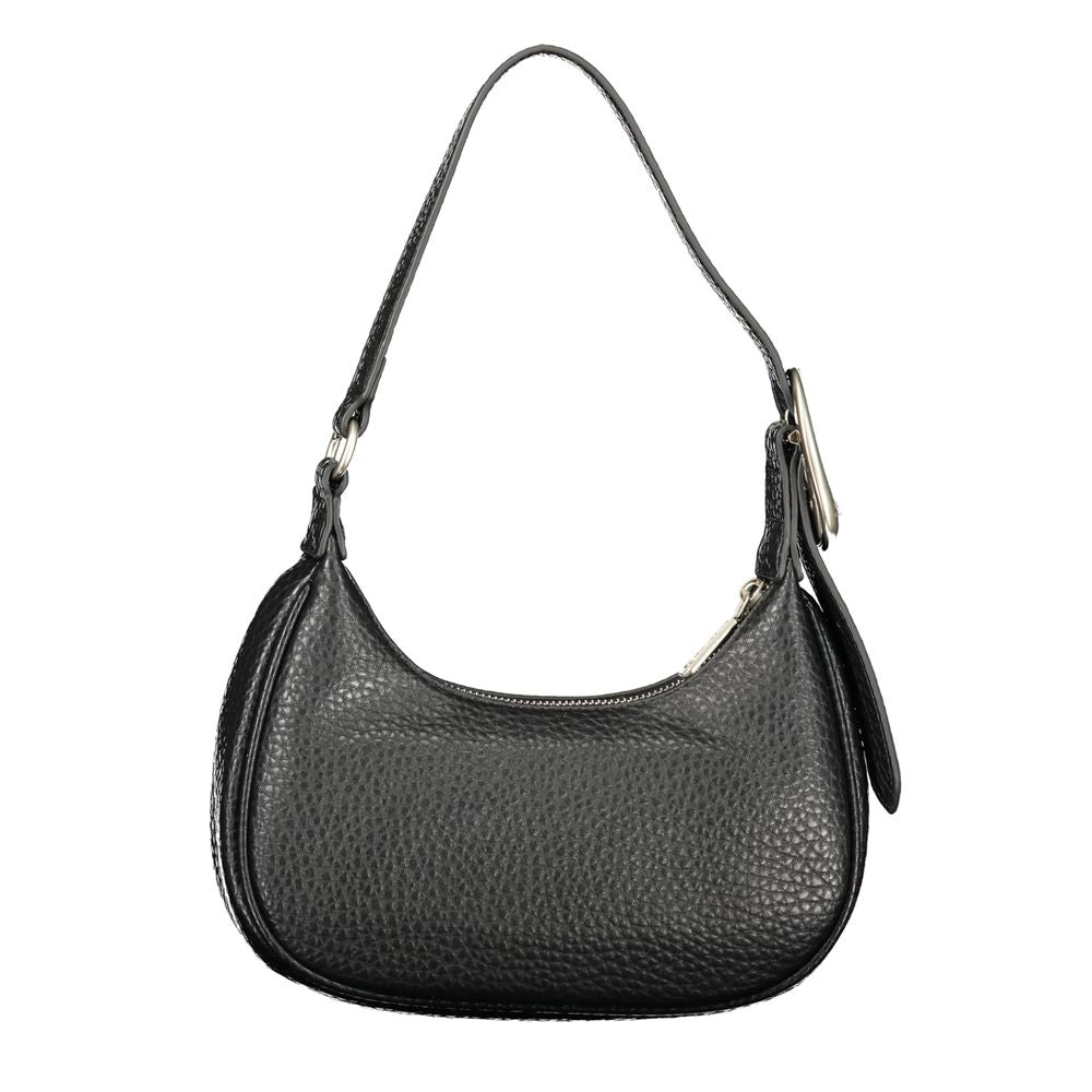 Black Polyurethane Women Shoulder Bag