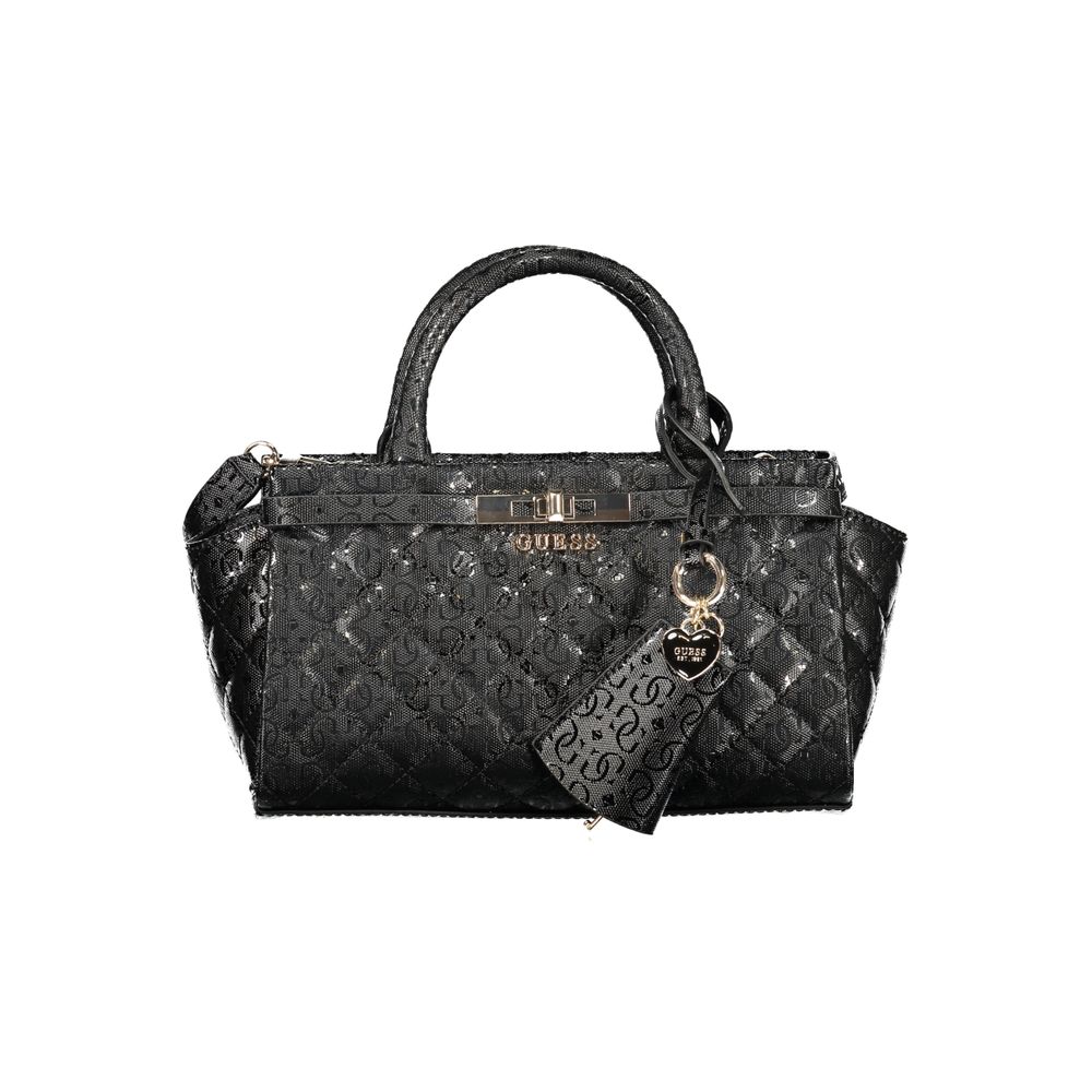 Black Polyurethane Women Handbag