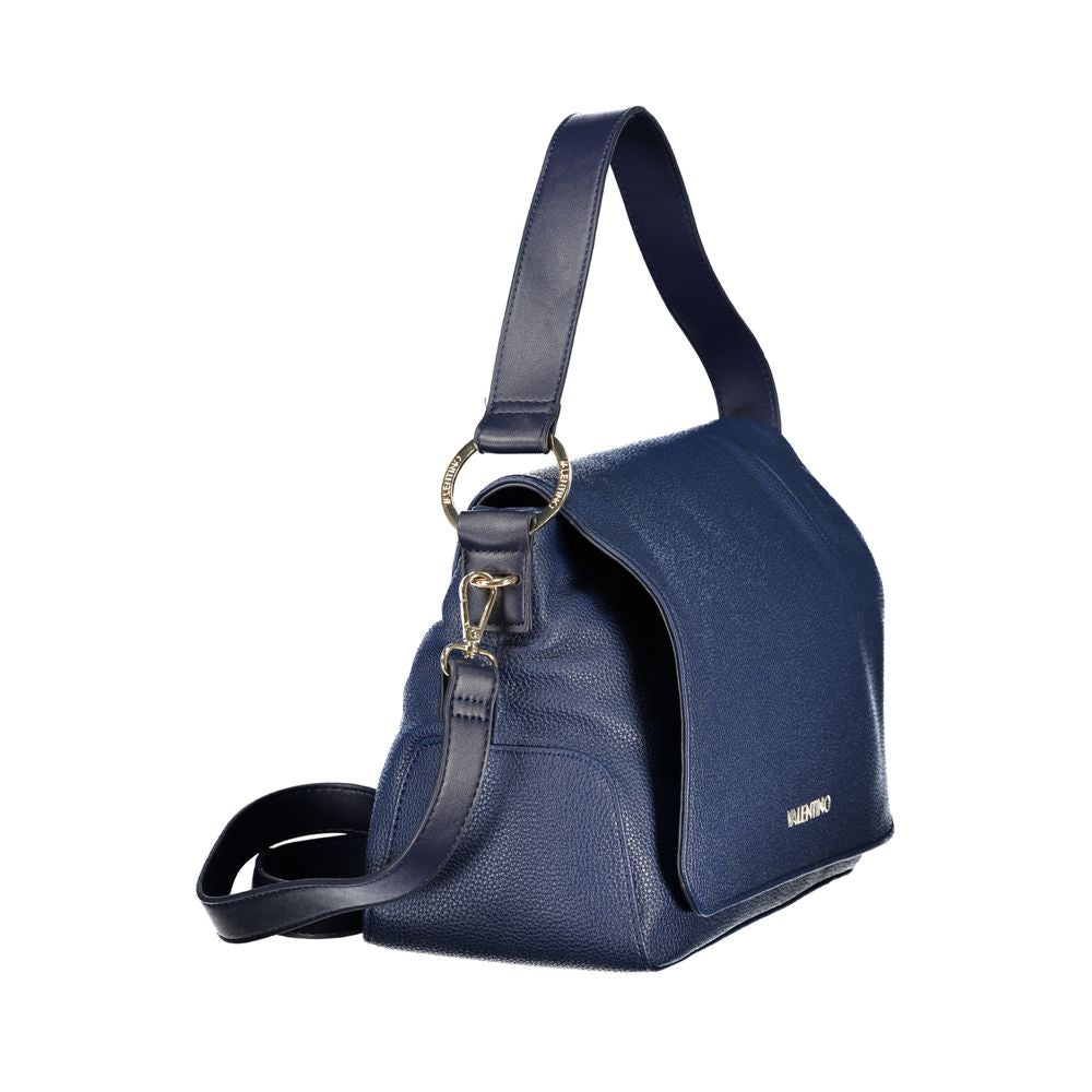 Blue Polyurethane Women Shoulder Bag
