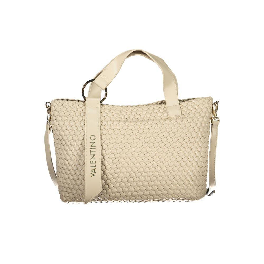 Beige Polyurethane Women Handbag