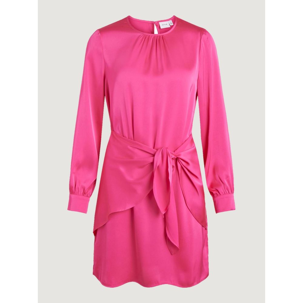 Pink Polyester Short Dress