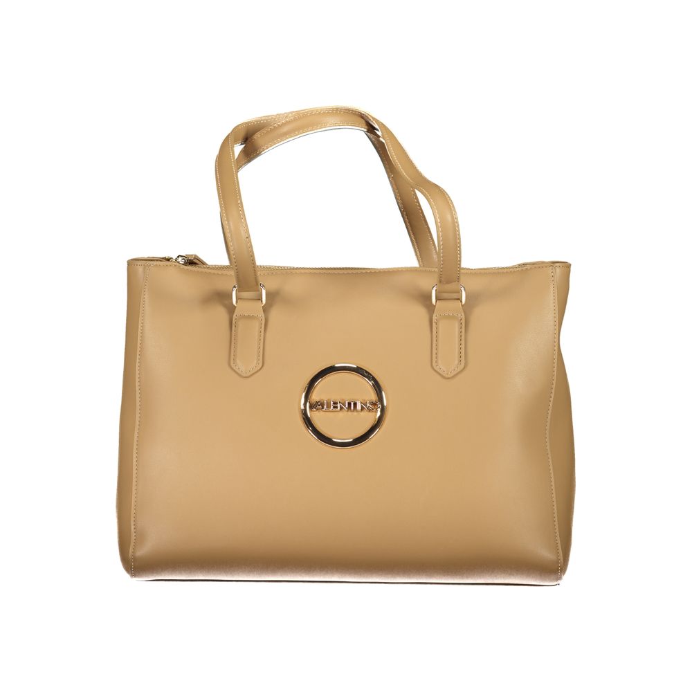 Beige Polyurethane Women Handbag