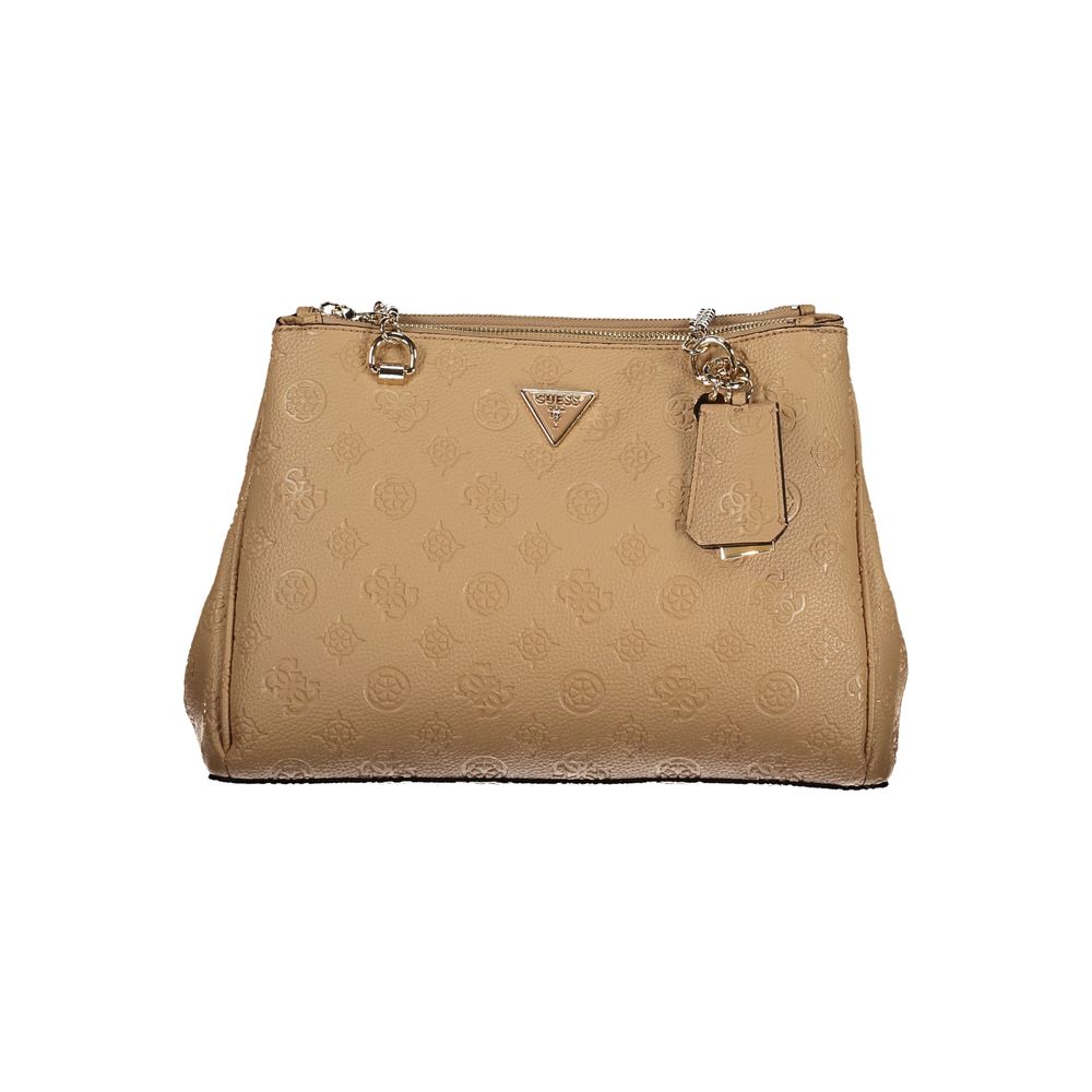 Beige Polyurethane Women's Handbag