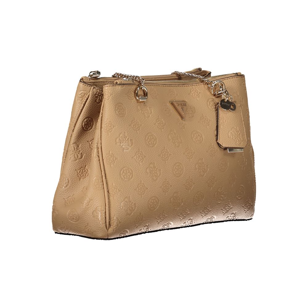 Beige Polyurethane Women's Handbag
