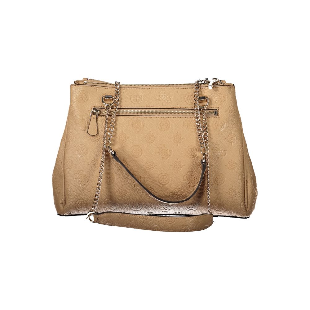 Beige Polyurethane Women's Handbag