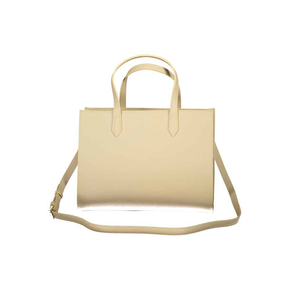Beige Polyurethane Women Handbag