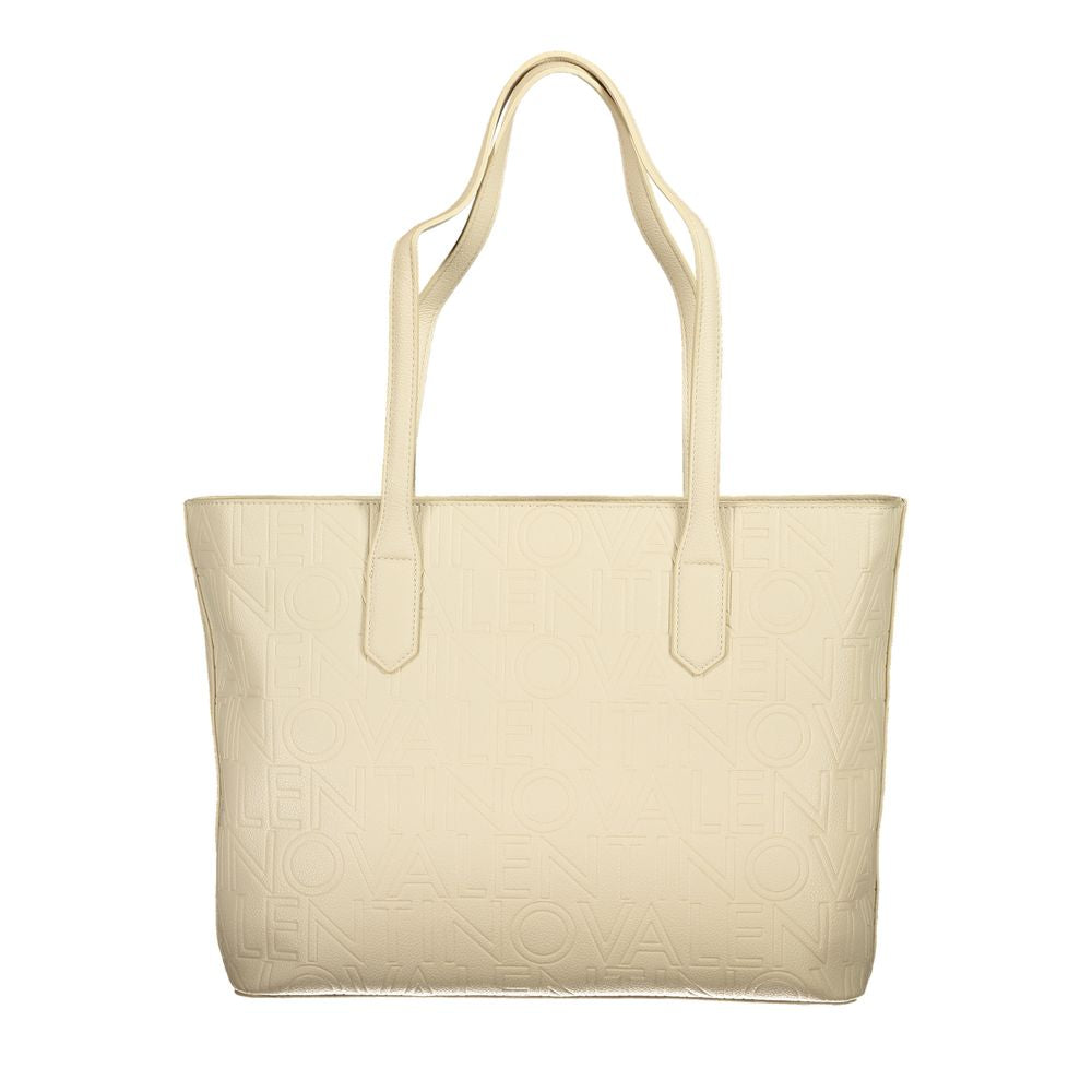 Beige Polyurethane Women Handbag