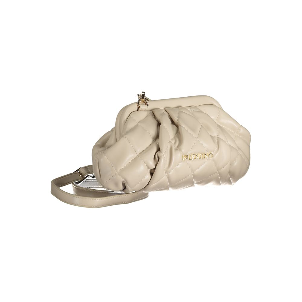 Beige Polyurethane Women Bag