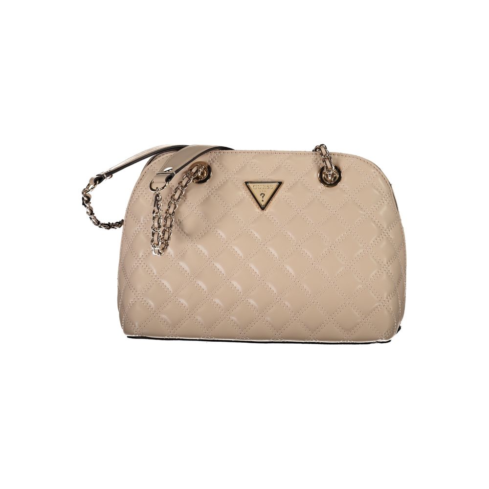 Beige Polyurethane Women Handbag