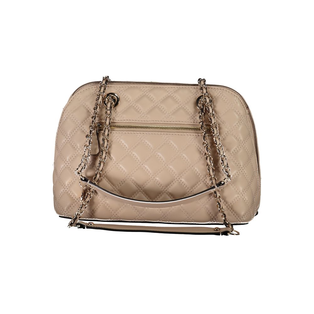 Beige Polyurethane Women Handbag