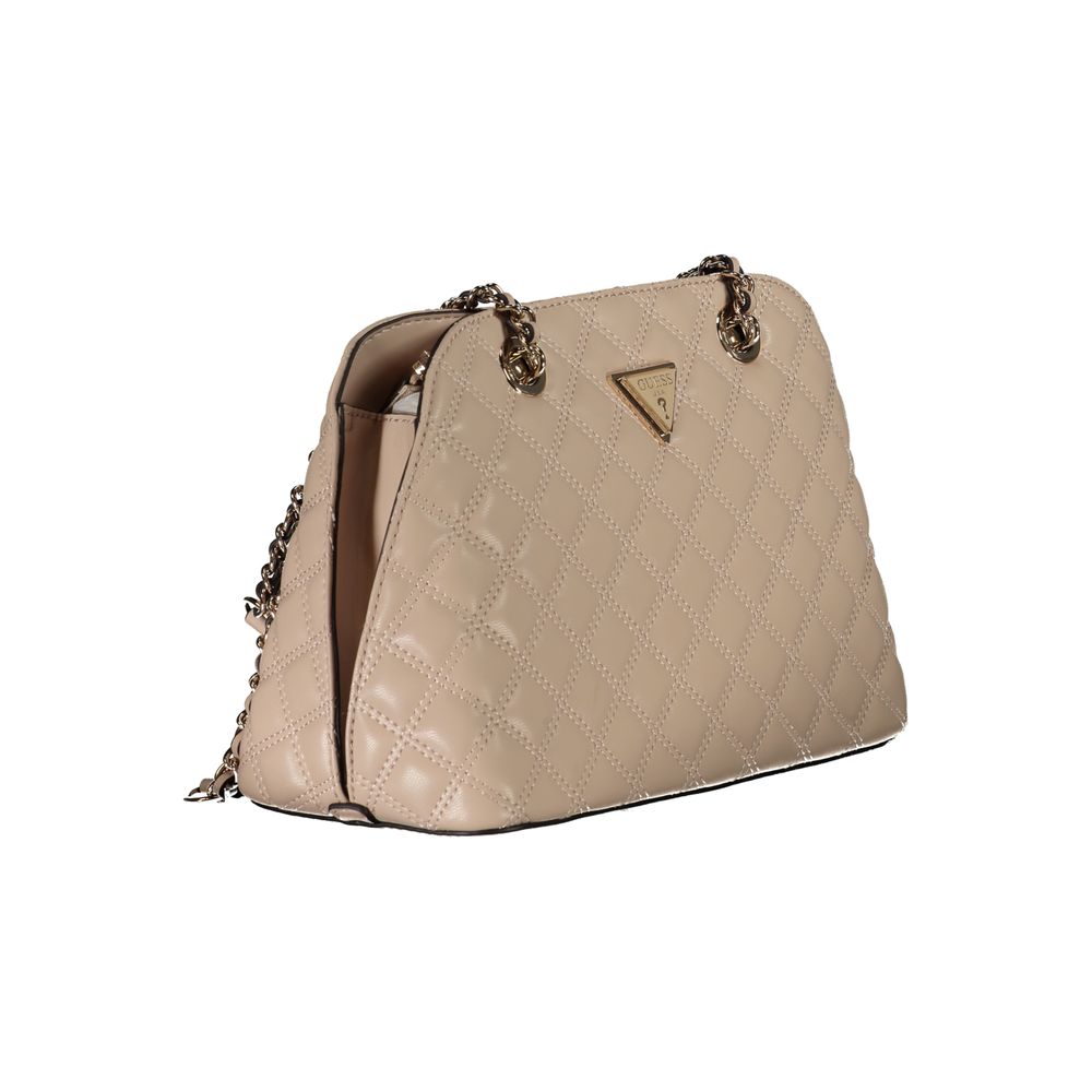 Beige Polyurethane Women Handbag