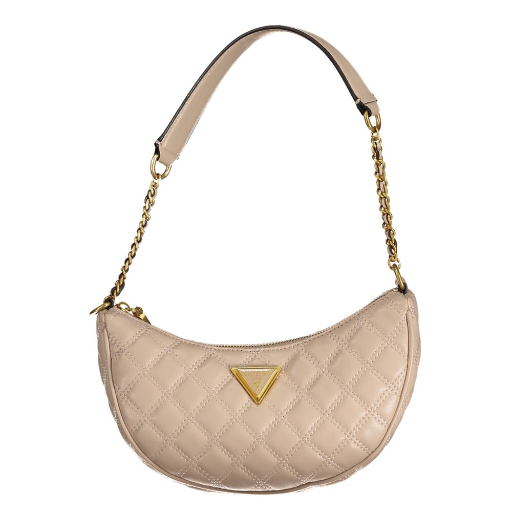 Beige Polyurethane Women Handbag