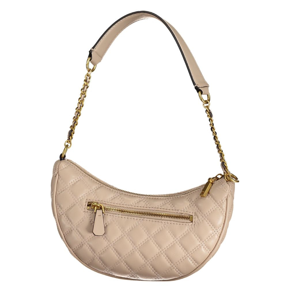 Beige Polyurethane Women Handbag