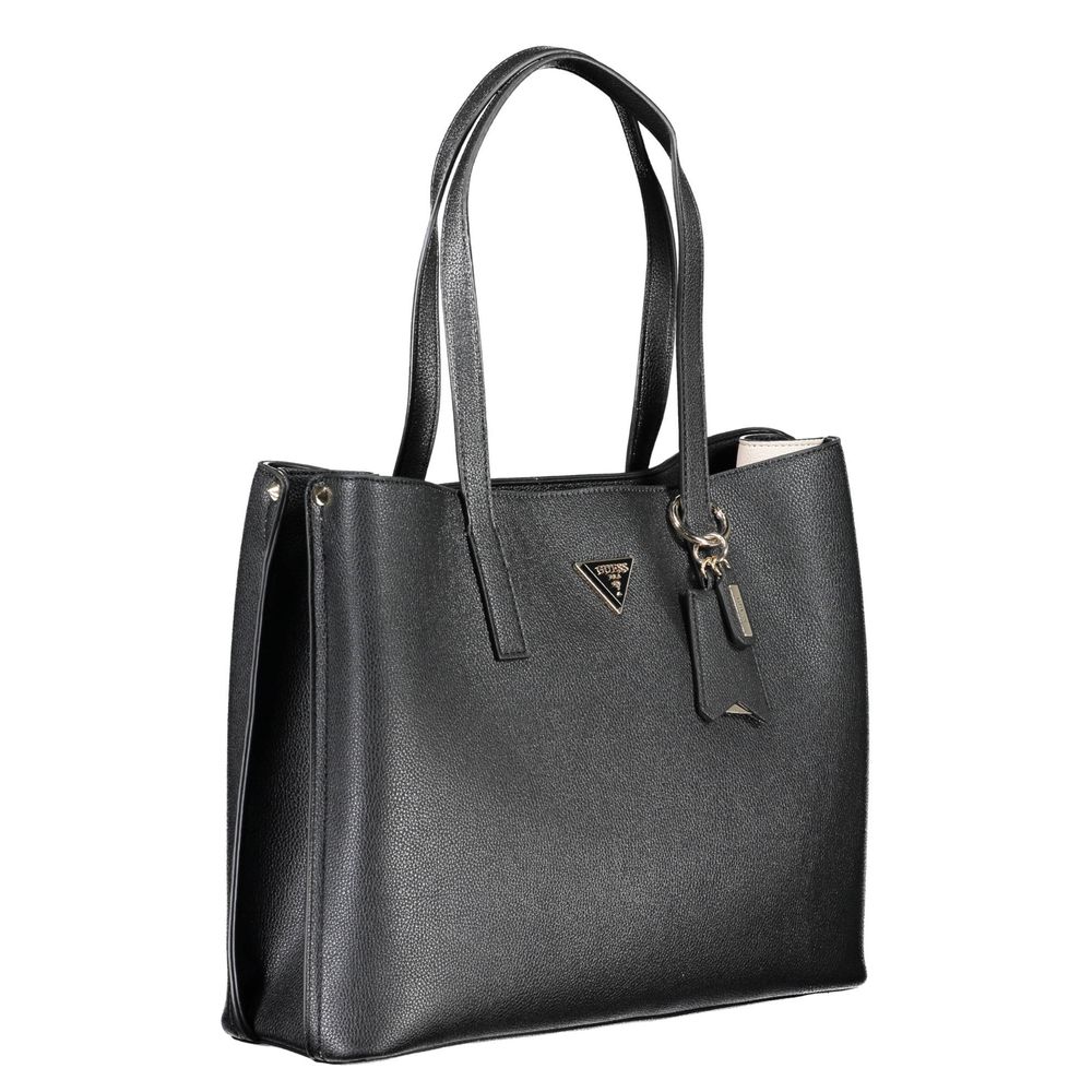 Black Polyurethane Women Shoulder Bag