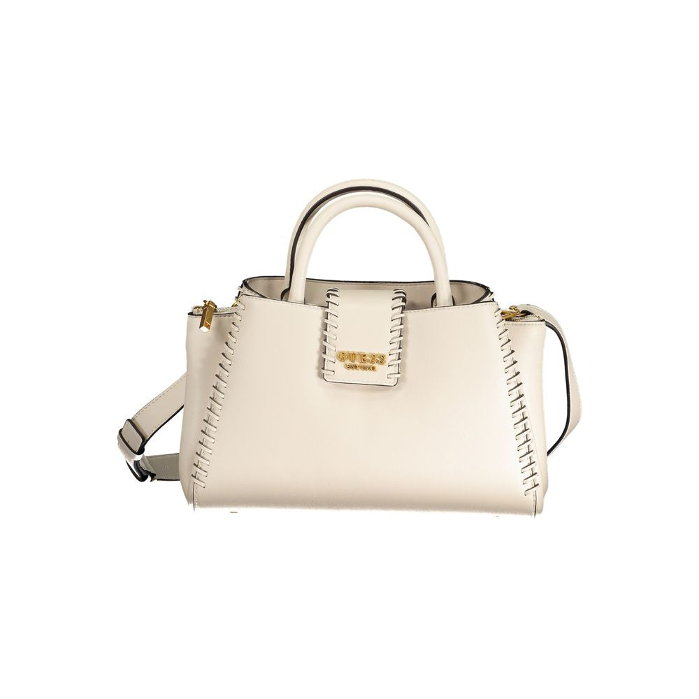 Beige Polyurethane Women Handbag