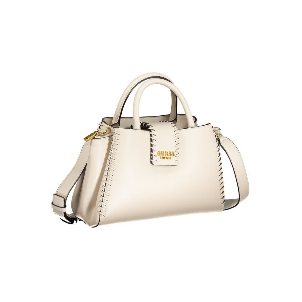 Beige Polyurethane Women Handbag