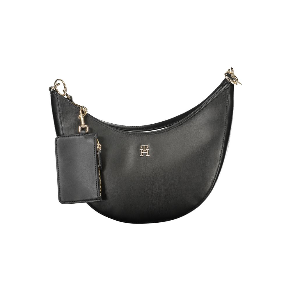 Black Polyurethane Women's Shoulder Bag
