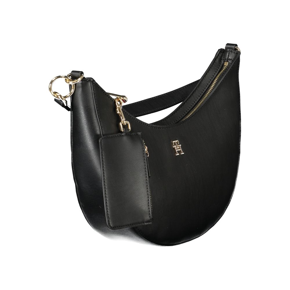 Black Polyurethane Women's Shoulder Bag