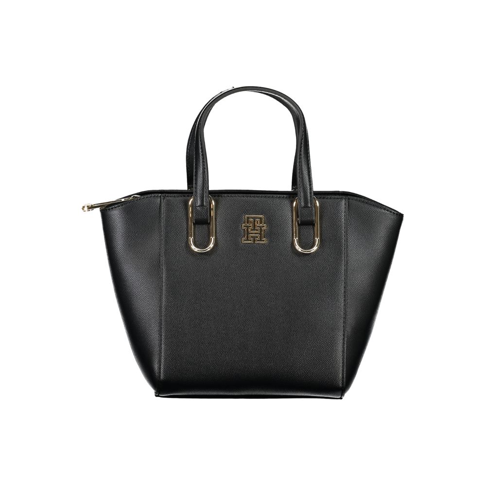 Black Polyurethane Women Handbag