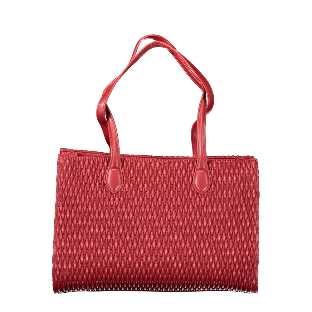 Red Polyurethane Women Shoulder Bag
