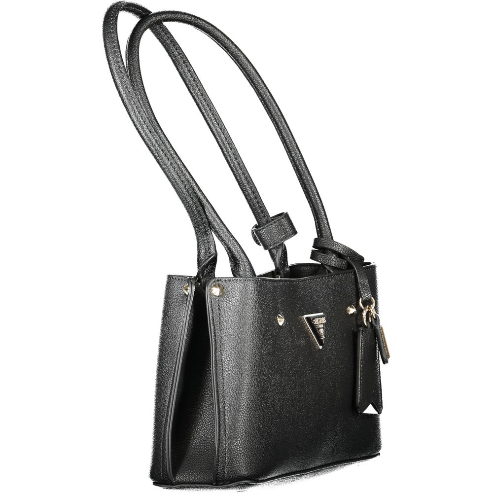 Black Polyurethane Women Handbag