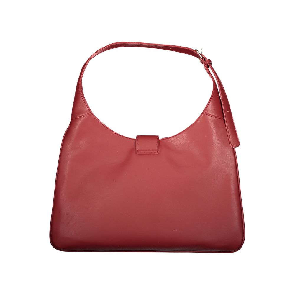 Red Polyurethane Women Handbag