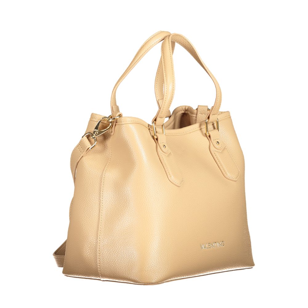 Beige Polyurethane Women Handbag