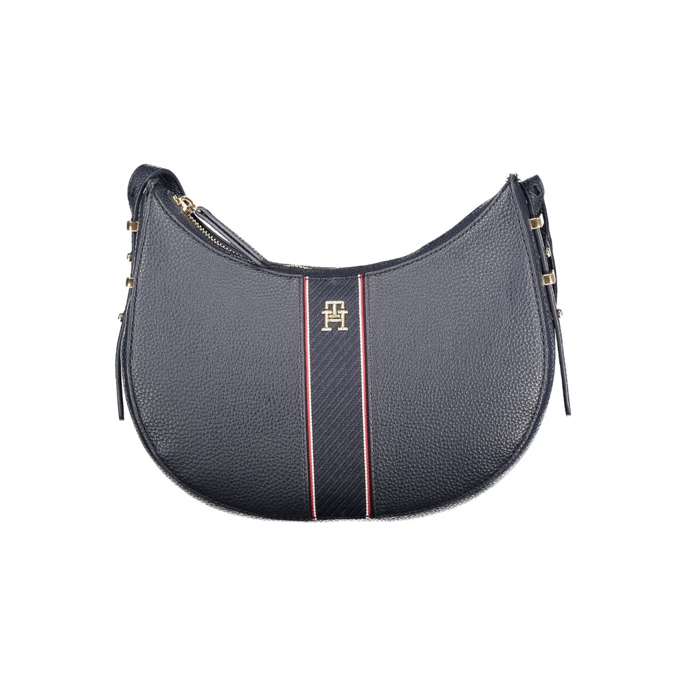 Blue Polyurethane Women Handbag