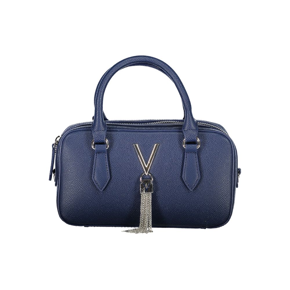 Blue Polyurethane Women Handbag
