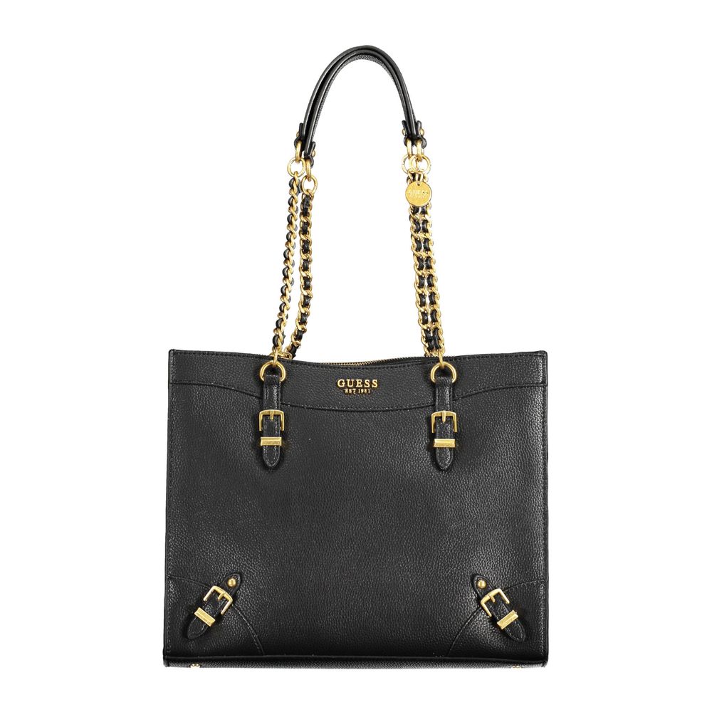 Black Polyurethane Women Handbag