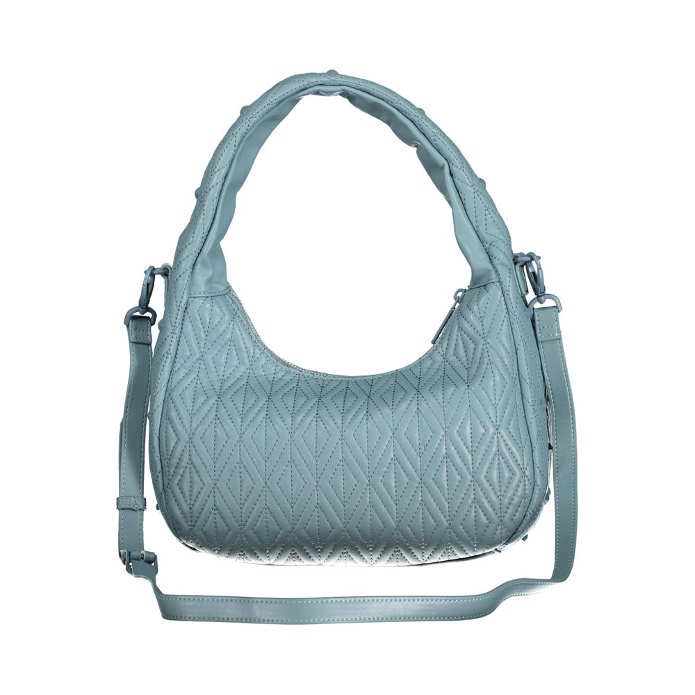 Blue Polyurethane Women Shoulder Bag