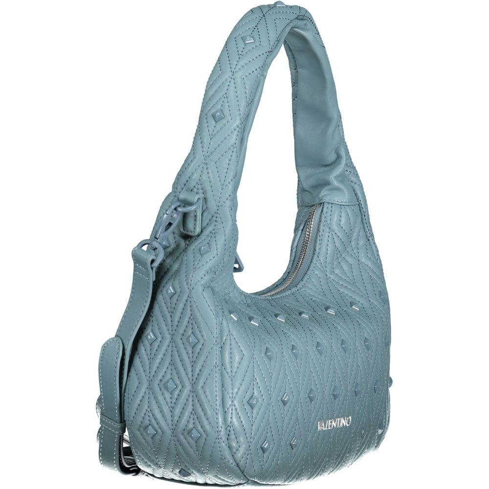 Blue Polyurethane Women Shoulder Bag
