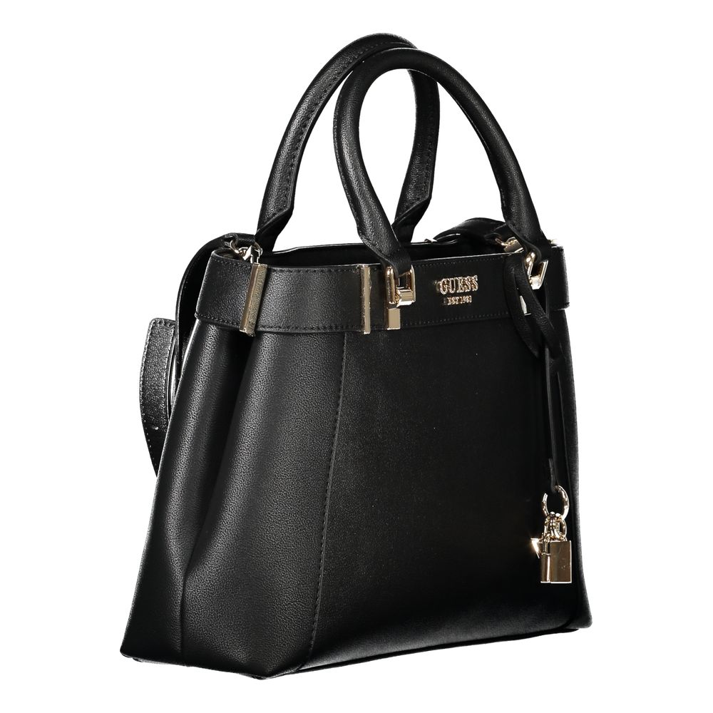Black Polyurethane Women Handbag