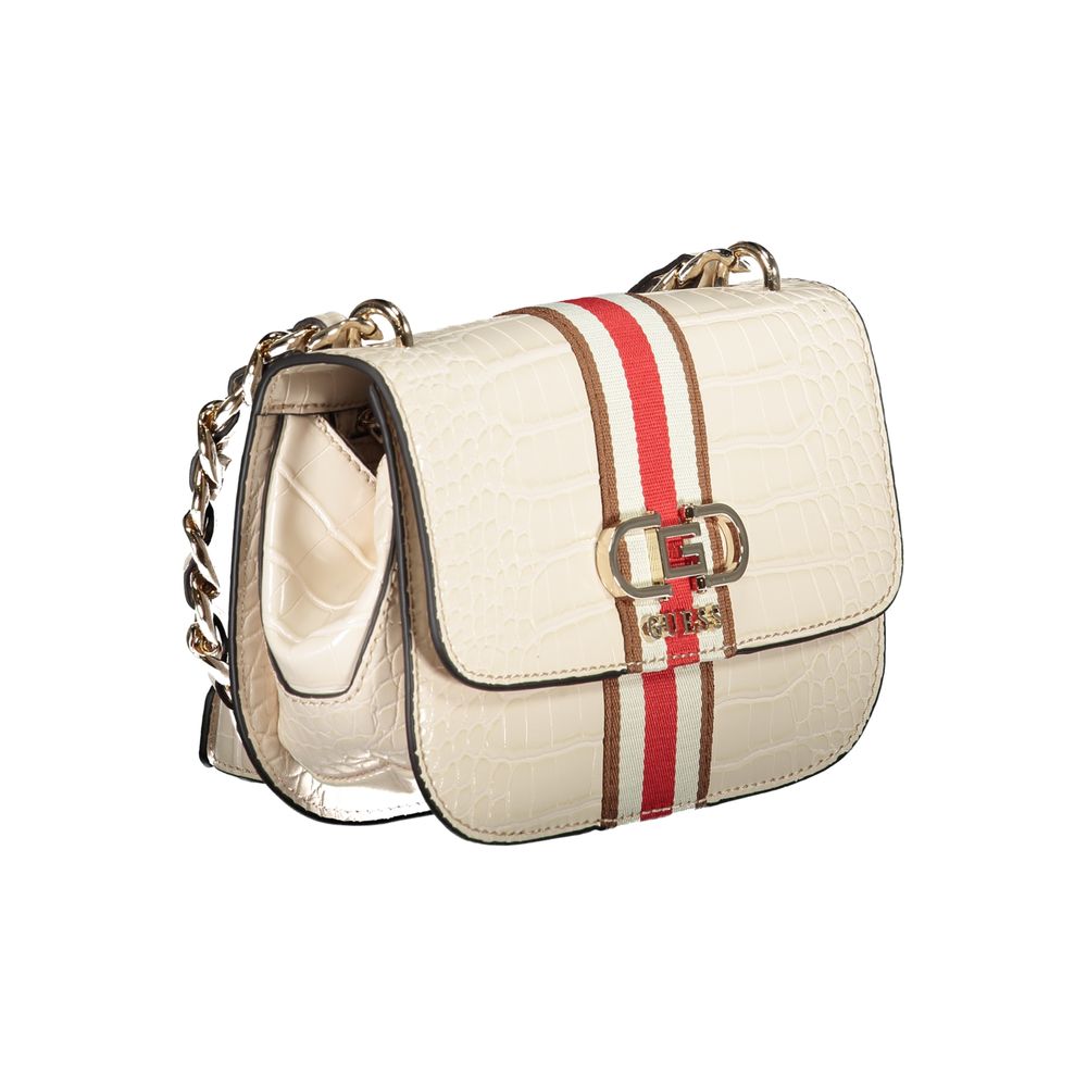 Beige Polyurethane Women Handbag