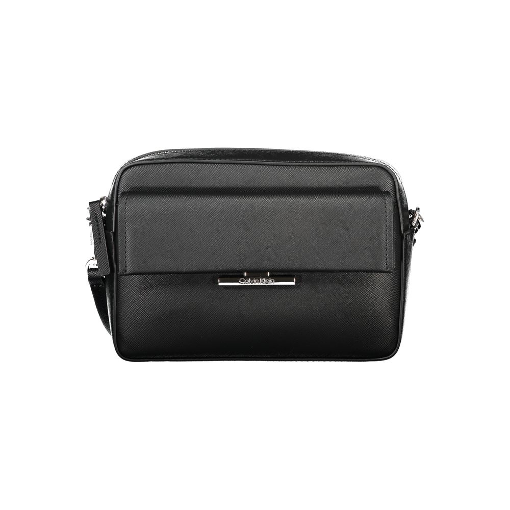 Black Polyurethane Women's Shoulder Bag