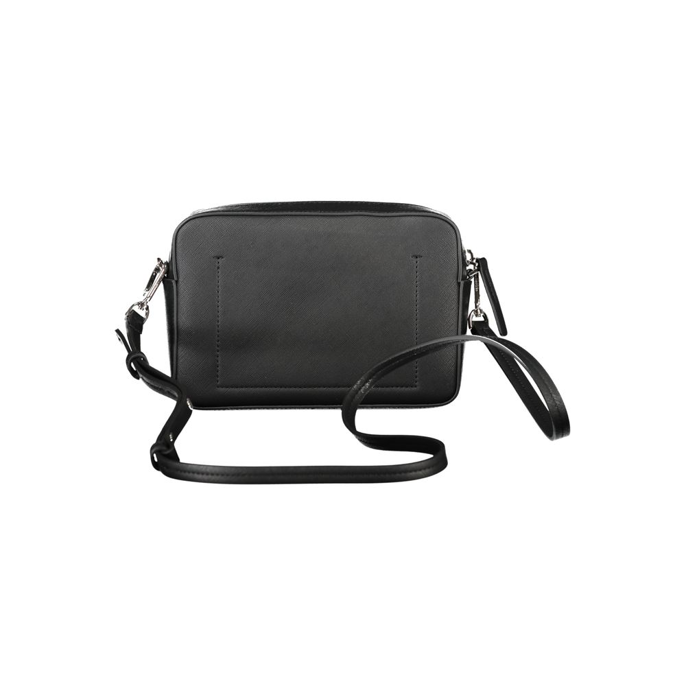 Black Polyurethane Women's Shoulder Bag