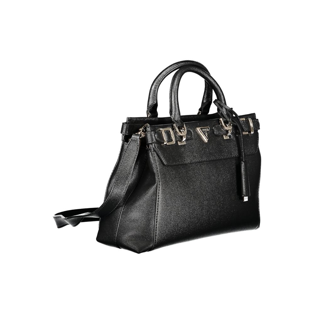 Black Polyurethane Women Handbag