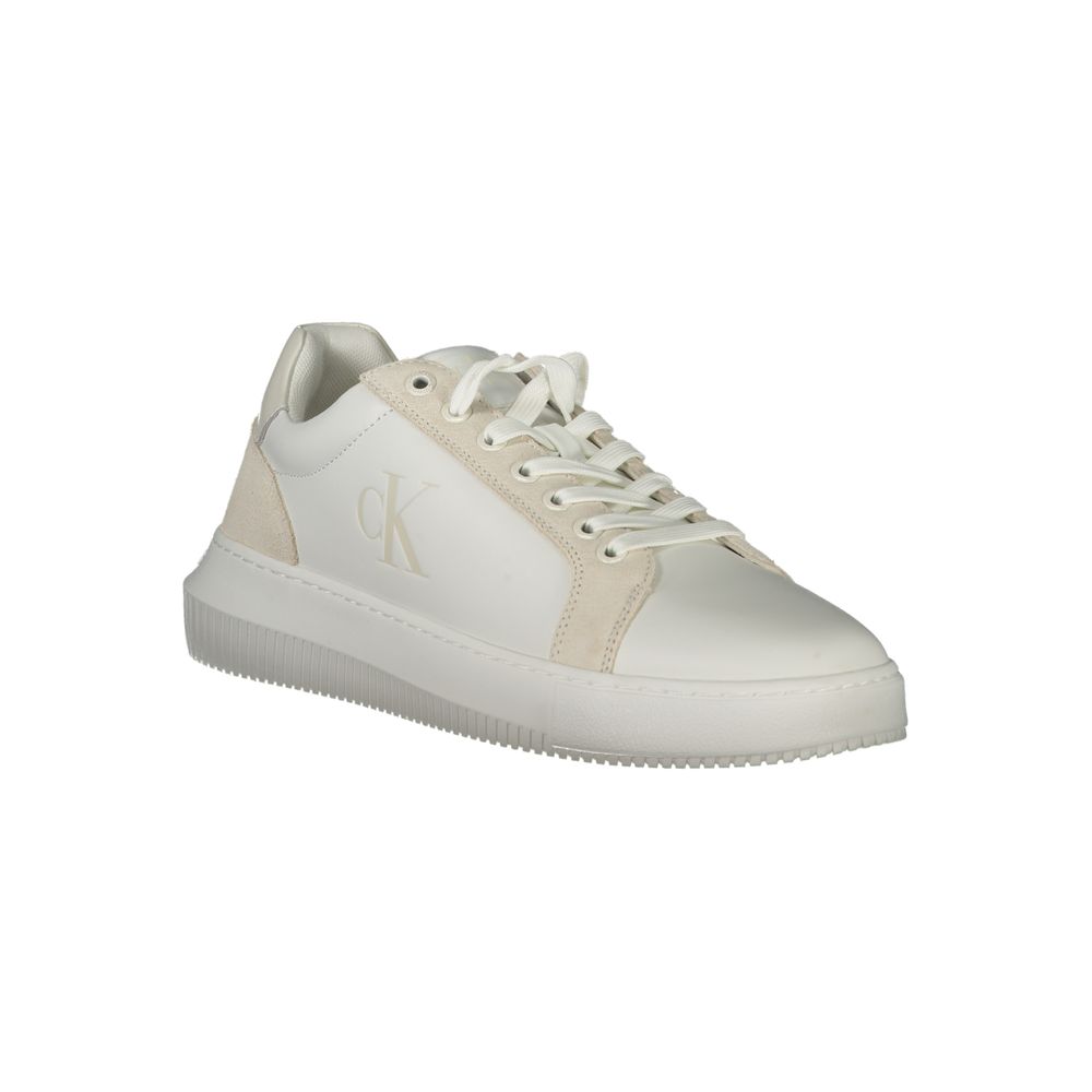 White Polyurethane Men Sneaker