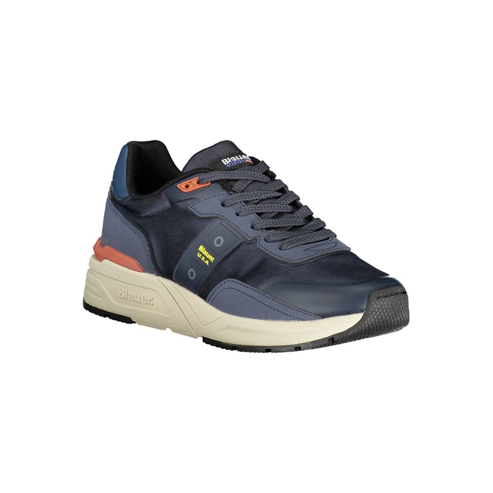 Blue Polyurethane Men Sneaker