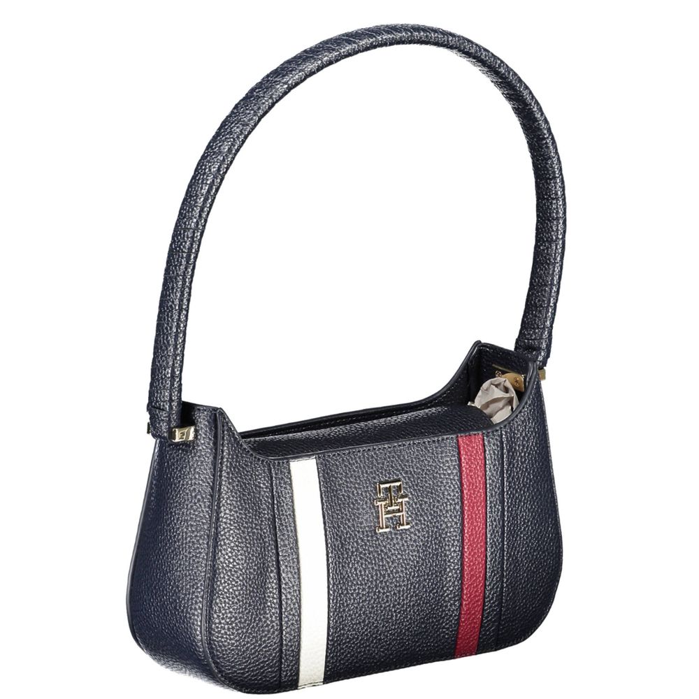 Blue Polyurethane Women Handbag