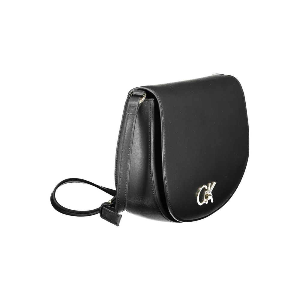 Black Polyurethane Women Shoulder Bag