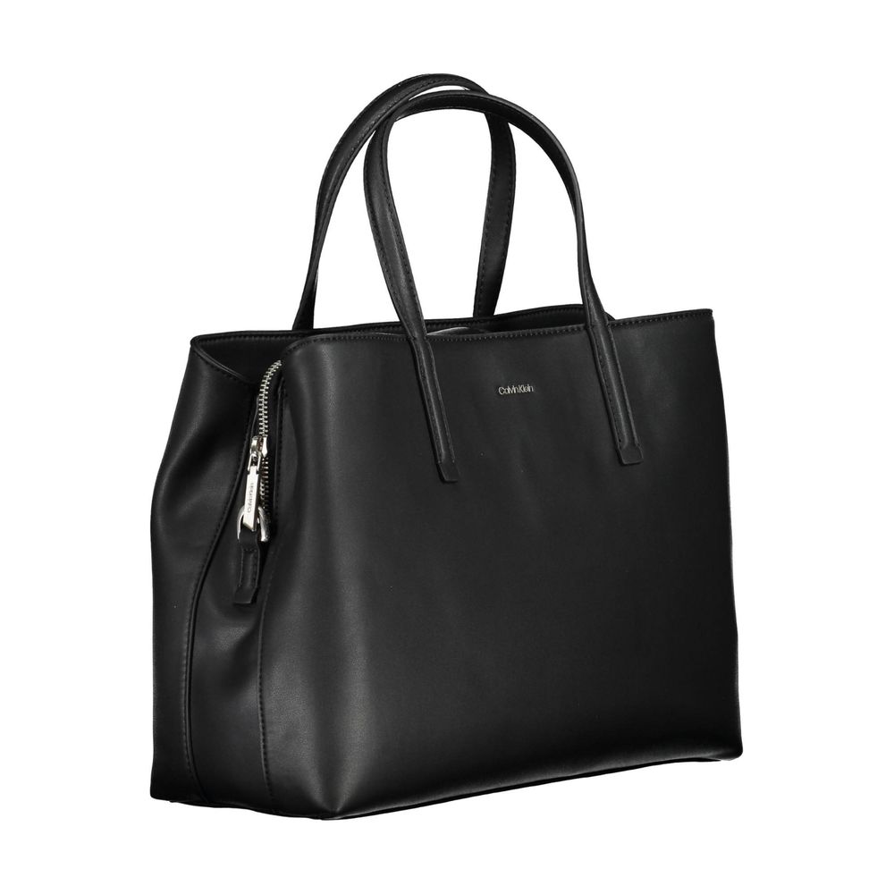 Black Polyester Women Handbag