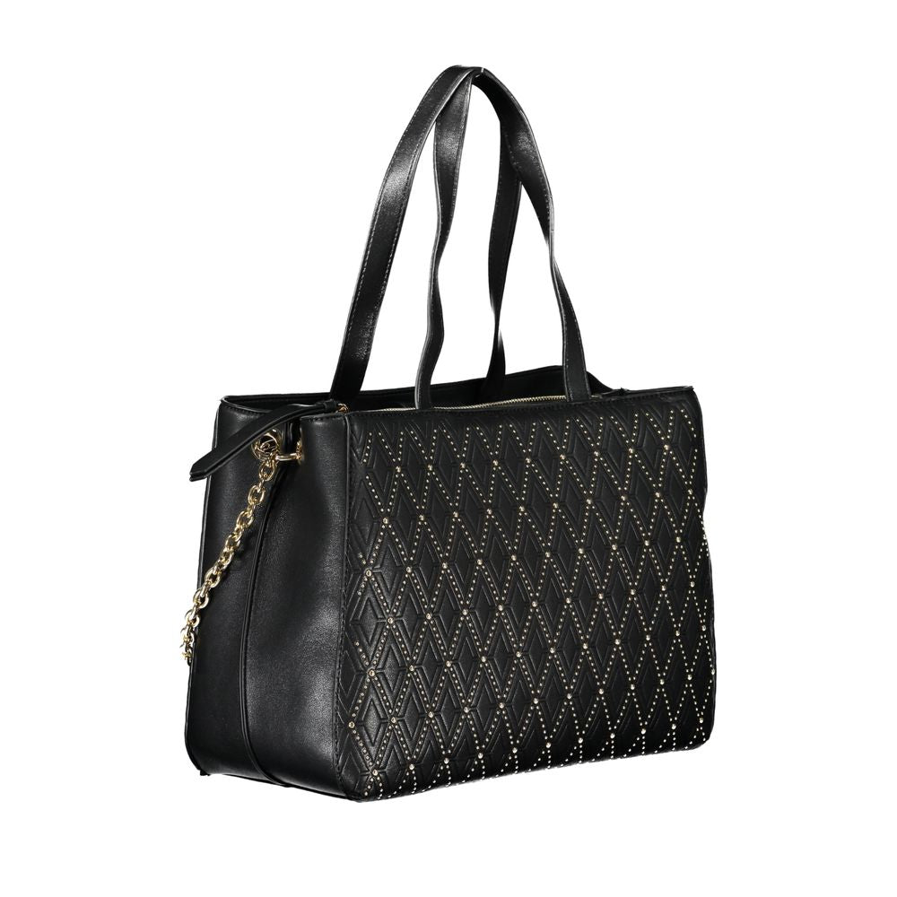Black Polyurethane Women Handbag