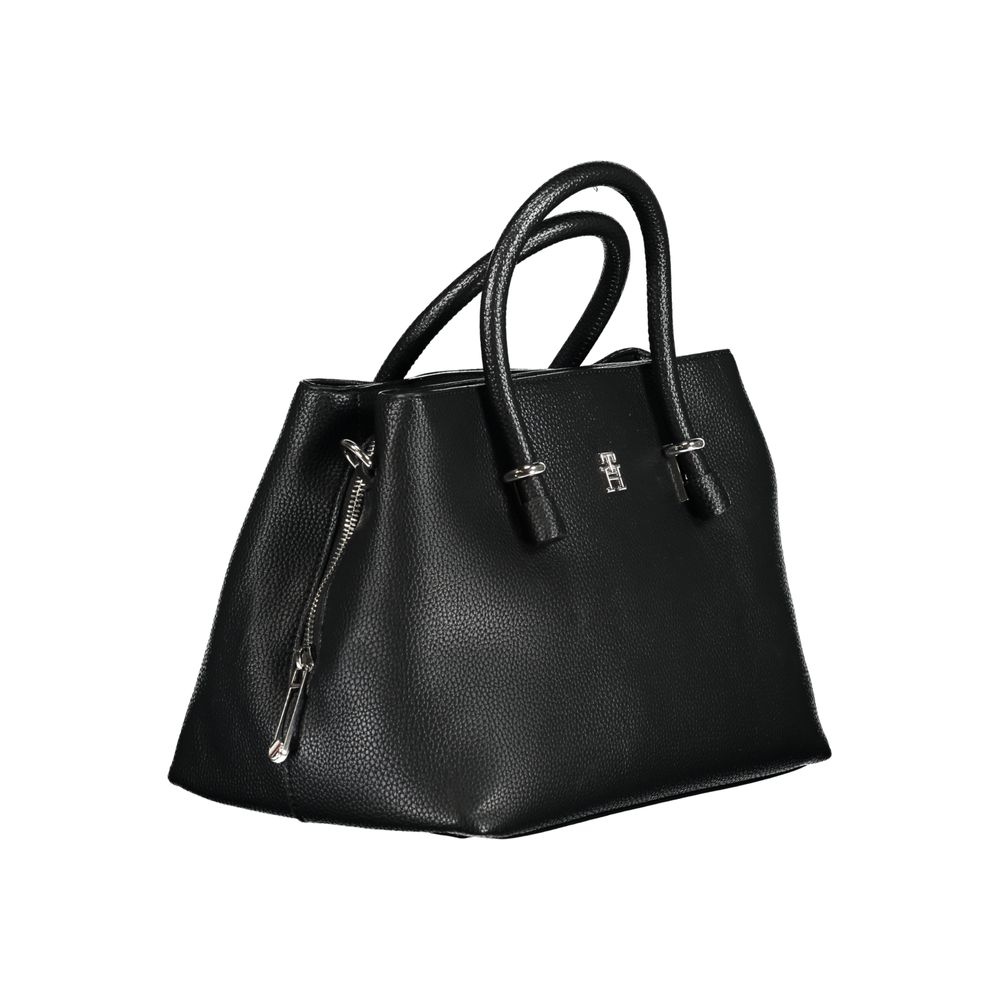 Black Polyurethane Women Handbag