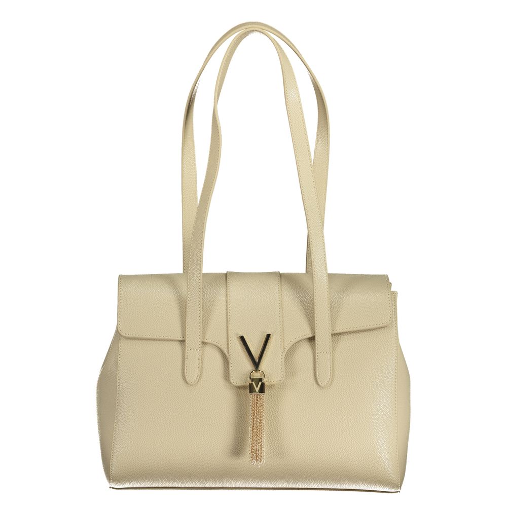 Beige Polyurethane Women Handbag