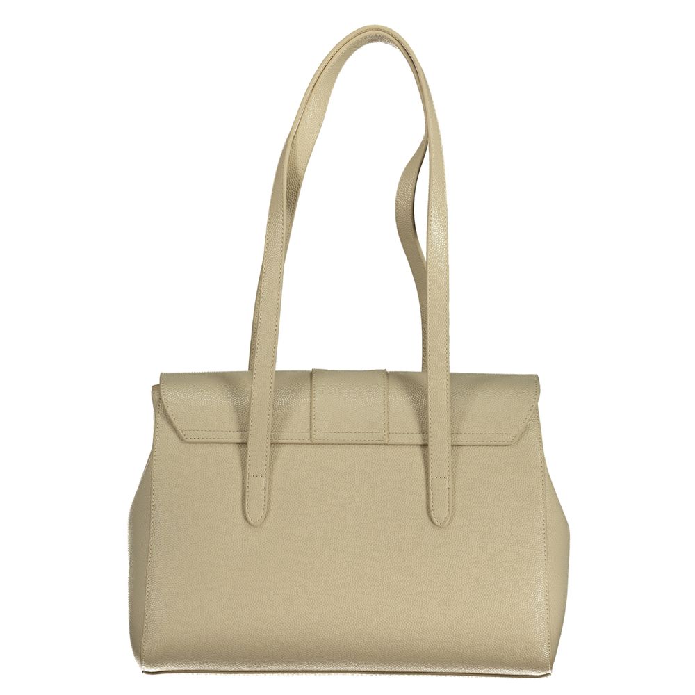 Beige Polyurethane Women Handbag