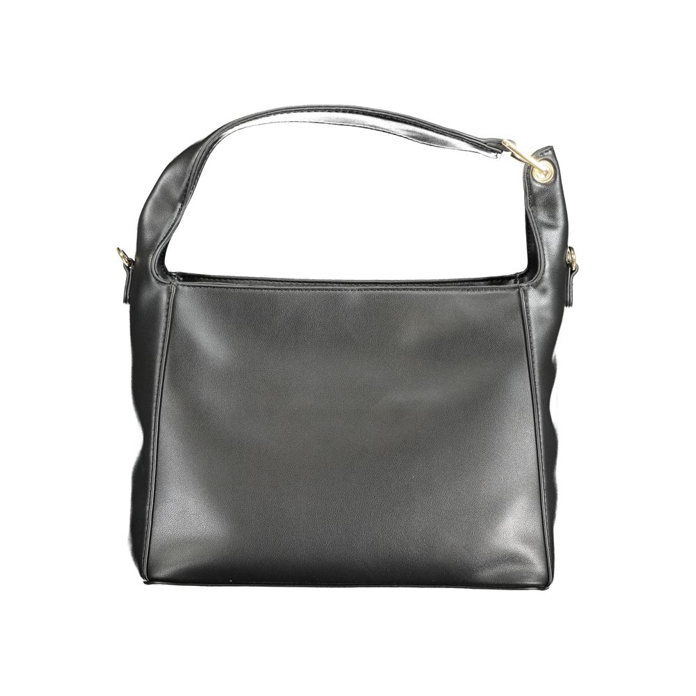 Black Polyurethane Women's Shoulder Bag