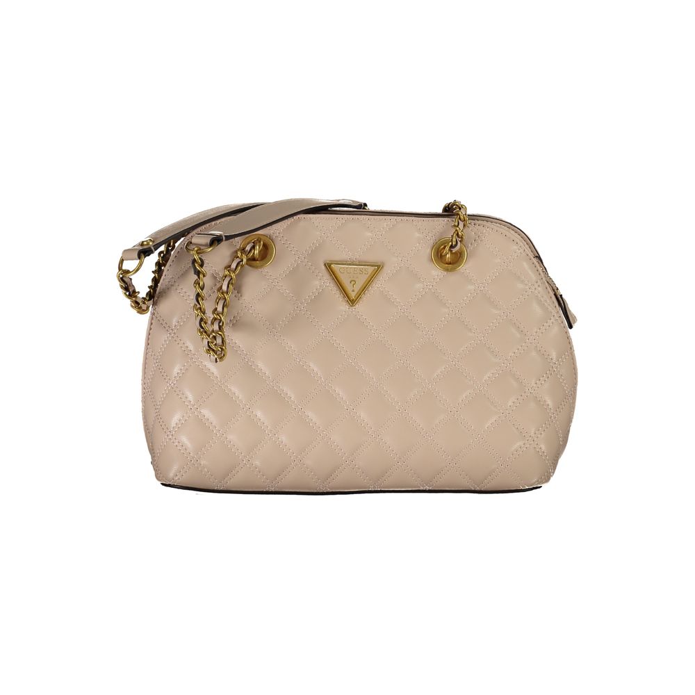Beige Polyurethane Women Handbag