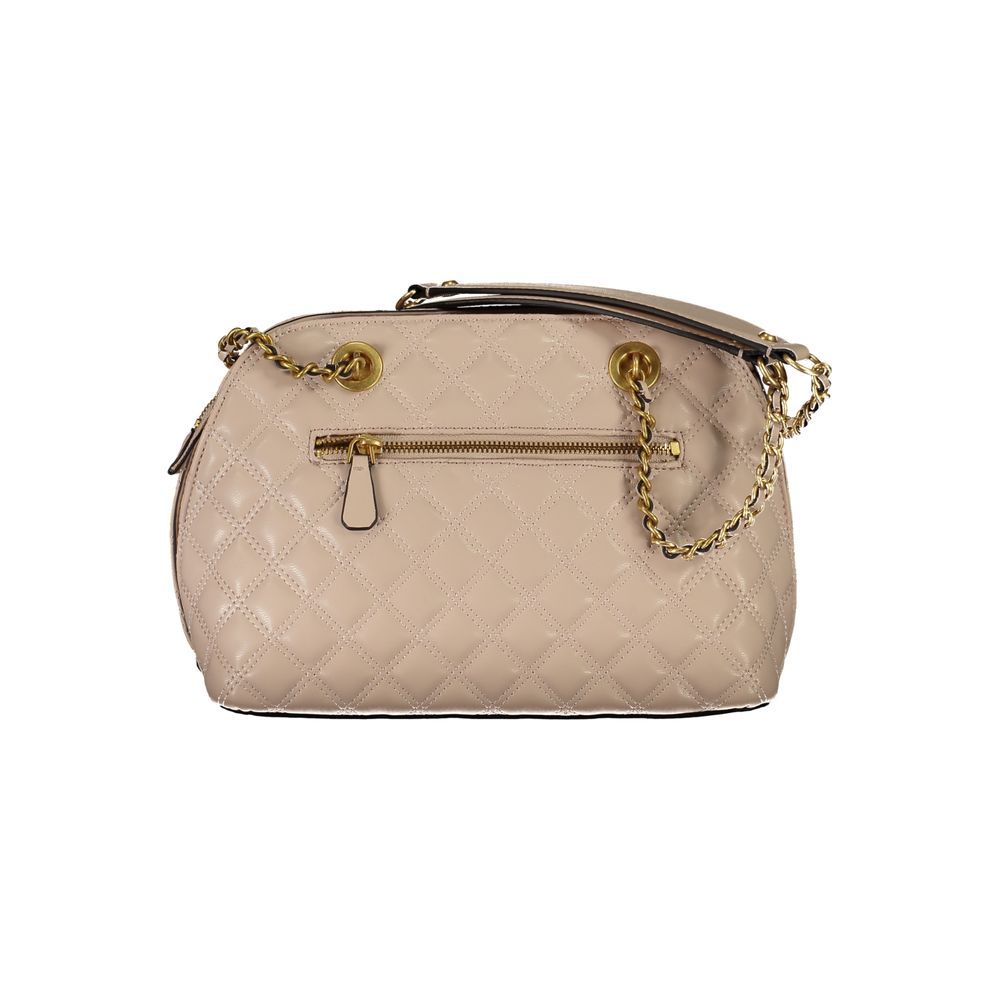 Beige Polyurethane Women Handbag